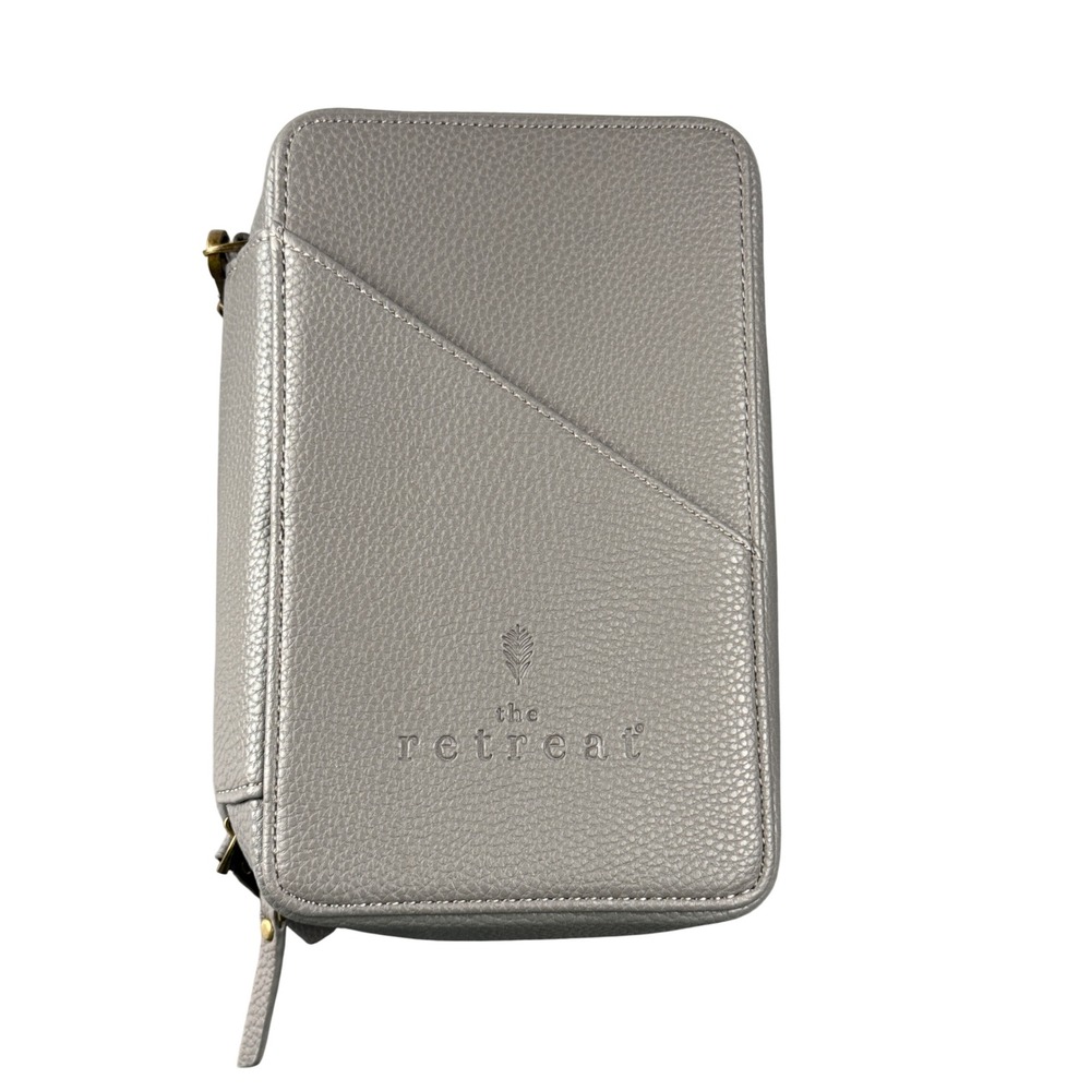 The Retreat Grey Faux Leather Organizer Travel Pouch Zip Clutch Wallet
